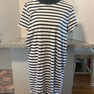 Jcrew Striped Navy and White T-Shirt Dress Size XL
